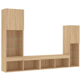 4 Piece TV Wall Units with LED Sonoma Oak Engineered Wood 3216656
