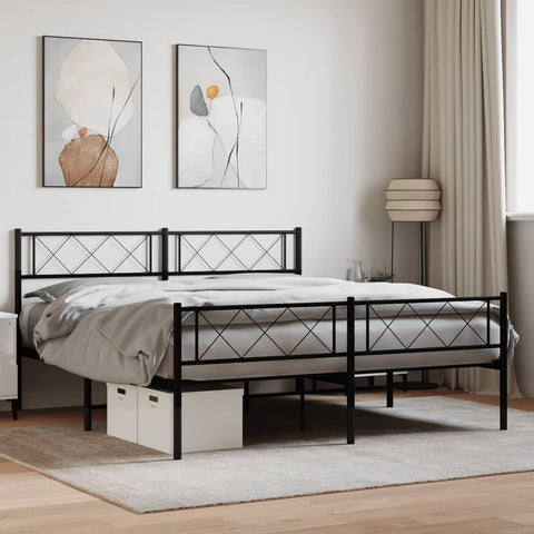 Metal Bed Frame without Mattress with Footboard Black 120x200cm 372293