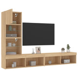 4 Piece TV Wall Units with LED Sonoma Oak Engineered Wood 3216642