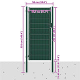 Fence Gate PVC and Steel 100x204 cm Green 145231
