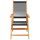 Reclining Garden Chairs 4 pcs Black Solid Wood Acacia 3214529
