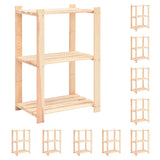 3-Tier Storage Racks 10 pcs 60x38x90 cm Solid Pinewood 150 kg 3051124