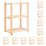 3-Tier Storage Racks 10 pcs 60x38x90 cm Solid Pinewood 150 kg 3051124