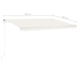 Manual Retractable Awning with LED 4x3 m Cream 3069942