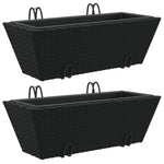 ZNTS Planters with hooks 2 pcs Black Poly Rattan 366398