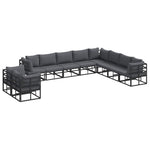 Garden Sofa Set with Cushion Black Aluminium 3378884