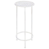 Plant Stand Set 3 Pieces Vintage Style Metal Antique White 245937