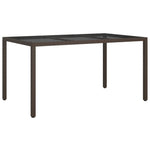 Garden Table 150x90x75 cm Tempered Glass and Poly Rattan Brown 316704