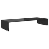 244137 TV Stand/Monitor Riser Glass Black 80x30x13 cm
