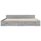 Bed Frame with Drawers without Mattress Grey Sonoma 180x200 cm Super King 3280732