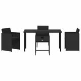 Garden Dining Set with Cushion 5 pcs Black Poly Rattan 3379977