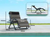 Set of Two Reclining Sun Loungers, with Cushion - Grey T3398P314197