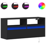 TV Wall Cabinet with LED Lights Black 100x31x45 cm 852335