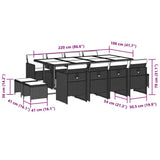 13 Piece Garden Dining Set with Cushions Black Poly Rattan 3210618