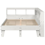 Bookcase Bed without Mattress White 135x190cm Double Solid Wood Pine 3324554