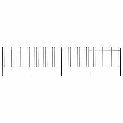 Garden Fence with Spear Top Steel 714.5x120 cm Black 277623