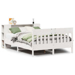 ZNTS Bookcase Bed without Mattress White 120x200cm Solid Wood Pine 3323186