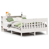 ZNTS Bookcase Bed without Mattress White 120x200cm Solid Wood Pine 3323186
