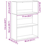 Bookshelf Black Oak 80 x 30 x 114 cm Engineered Wood 8003717