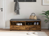 Hall Bench with Cushion with Drawer Smoked Oak 100 x 38 x 46 cm 891468