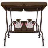 Kids Swing Bench Brown 115x75x110 cm Fabric 48097