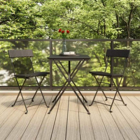 Folding Bistro Chairs 2 pcs Black Poly Rattan and Steel 319986