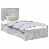 Bed Frame Concrete Grey 100 x 200 cm Engineered Wood 3412822