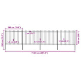 Garden Fence with Spear Top Steel 714.5x150 cm Black 277632