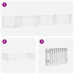 Dog Gate with Door Foldable 8 Panels White 640 cm Poplar Wood 3155562