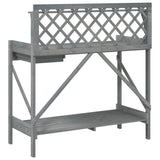 Potting Bench with Trellis Grey Solid Wood Fir 368430