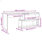 Corner Desk Artisan Oak 200.5x50x76 cm Engineered Wood 855957