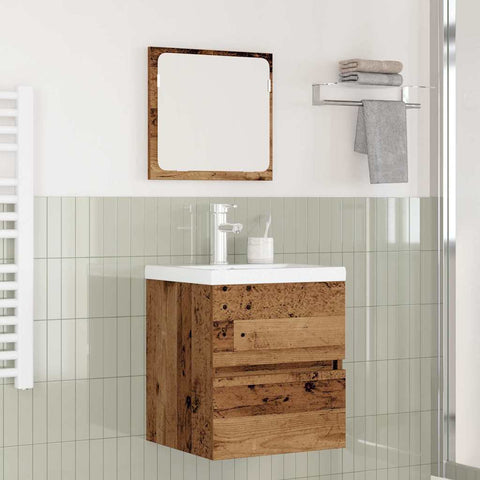 Bathroom Furniture Set 3 pcs Old wood and White Engineered wood 3393510