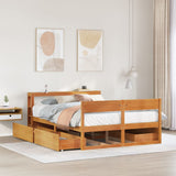 Bed Frame without Mattress Wax Brown 140x190 cm Solid Wood Pine 3306395