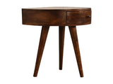 Solid Wood Chestnut Semi Circle Bedside, 1 Drawer, Dark Brown B2743P402949