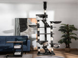 Floor-to-Ceiling Cat Tree for Indoor Cats, 240-260cm Adjustable Cat Tree - White T3398P347599