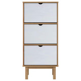 Shoe Cabinet OTTA with 3 Drawers Brown&White Solid Wood Pine 351311