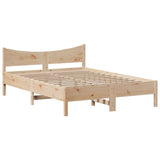 ZNTS Bed Frame without Mattress 140x190 cm Solid Wood Pine 3323389