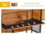 Rabbit Hutch Outdoor Guinea Pig Hutch Bunny Cage Metal Frame with No-Leak Tray Openable Roof Light T3398P347537