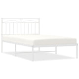 Metal Bed Frame without Mattress with Headboard White 107x203cm 373736