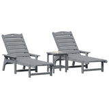 Sun Lounger Reclining 3 pcs Light Grey Polyethylene 3335857