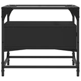 ZNTS Coffee Table with Glass Top Black 50x50x45 cm Steel 846049