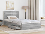 Bed Frame with Drawer Grey Sonoma 100 x 200 cm Engineered Wood 3412009