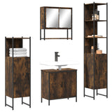 4 Piece Bathroom Furniture Set Smoked Oak Engineered Wood 3214712