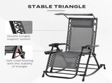 Garden Rocking Chair Folding Recliner Outdoor Adjustable Sun Lounger Rocker Zero-Gravity Seat with T3398P315913