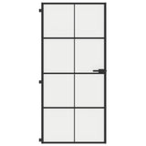 Interior Door Slim Black 93x201.5 cm Tempered Glass and Aluminium 155129