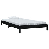 Stack Bed without Mattress Black 90x200 cm Solid Wood Pine 820396