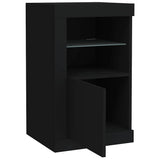 Side Cabinet with LED Lights Black Engineered Wood 836632