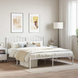 Metal Bed Frame without Mattress with Headboard White 180x200cm 373842