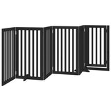 Dog Gate with Door Foldable 6 Panels Black 300 cm Poplar Wood 352255
