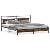 Metal Bed Frame without Mattress Smoked Oak 193x201 cm 3325107